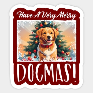 Merry Dogmas, Cute Animal Lover Christmas Dog Her Kids Sticker